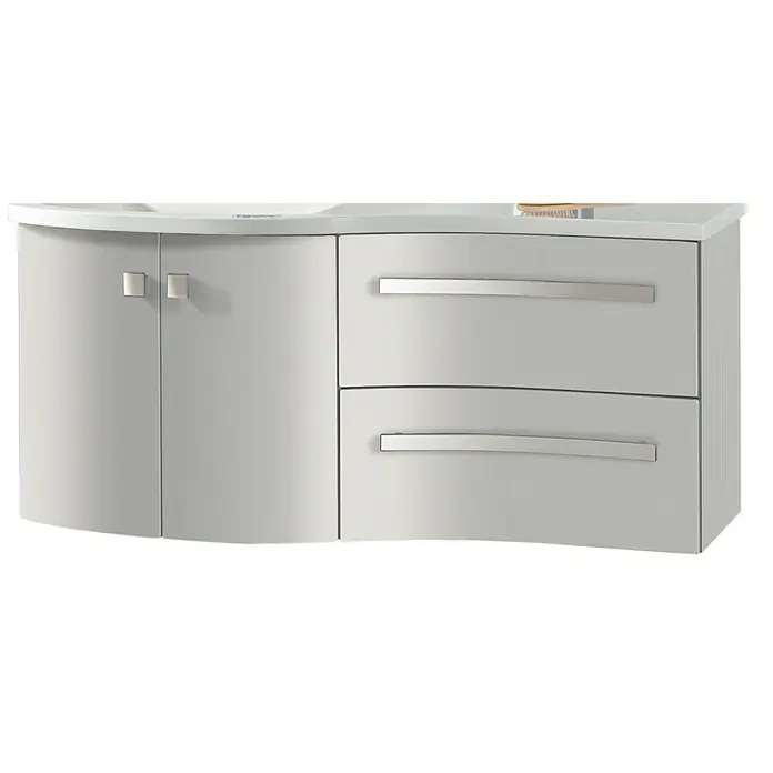 Camargue Wave Waschtischunterschrank - 118,4 x 54 x 49,8 cm, Links, Weiß, Hochglanz - Linke Seitenansicht
