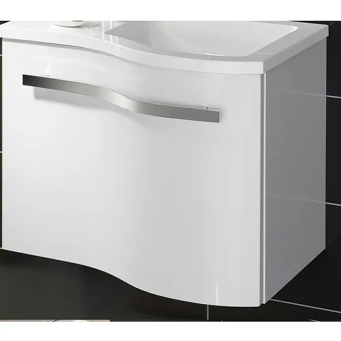 Camargue Wave Mini Waschtischunterschrank - 59 x 39,1 x 49,8 cm, Rechts, Weiß, Hochglanz - Rechte Seitenansicht