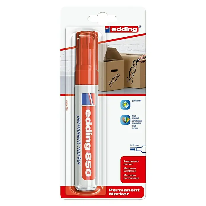 Edding Permanentmarker 850 - Strichstärke: 5 mm - 15 mm, Rot - Vorderansicht