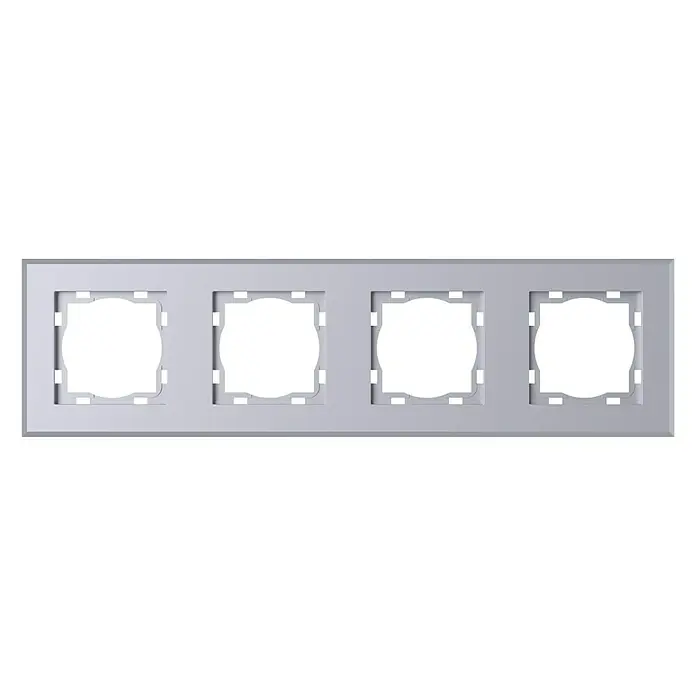 Voltomat ART Afdekraam - Zilver, 4 voudig, Kunststof, Inbouw - Vooraanzicht