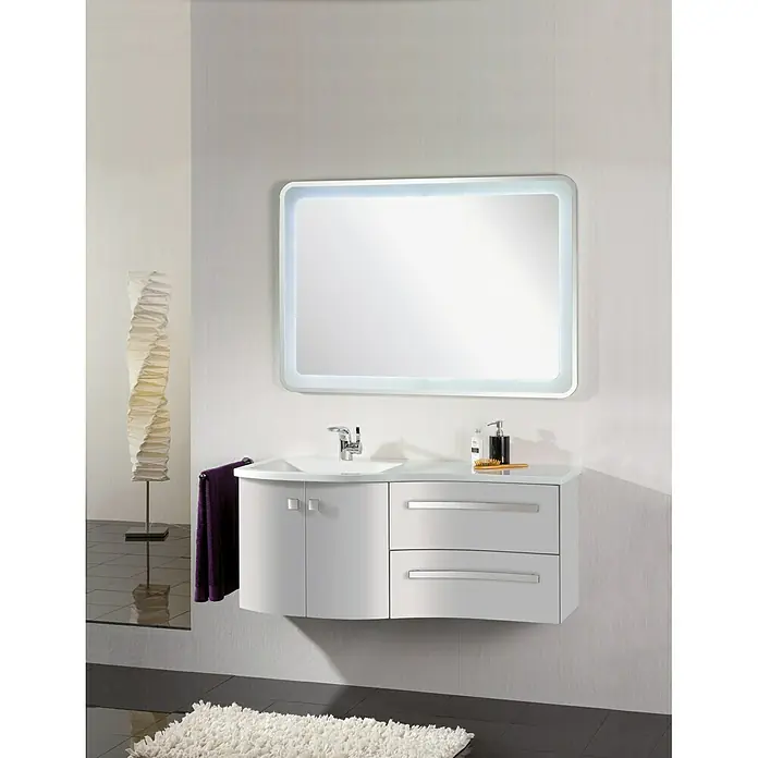 Camargue Wave Einbauwaschbecken - 120 x 55 cm, Links, Mineralguss, Weiß