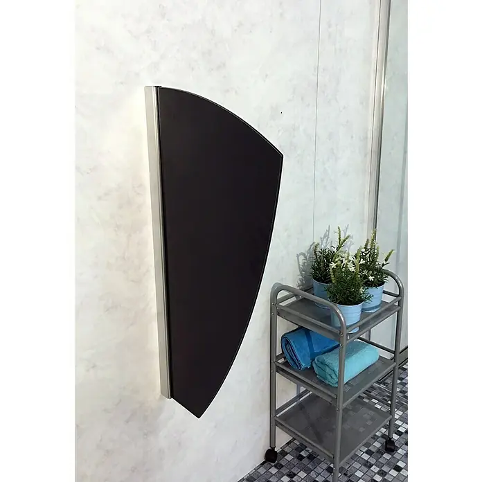 GEO Urinal-Trennwand Segel - 50 x 90 cm, Glas, Schwarz - Linke Seitenansicht
