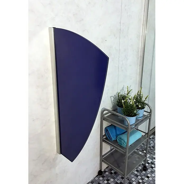 GEO Urinal-Trennwand Segel - 50 x 90 cm, Glas, Blau - Linke Seitenansicht