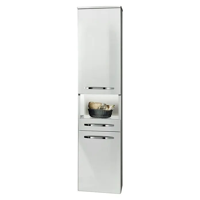 Camargue Star Hochschrank - 30,4 x 32,5 x 181,6 cm, Weiß, Ausführung: Rechts - Vorderansicht