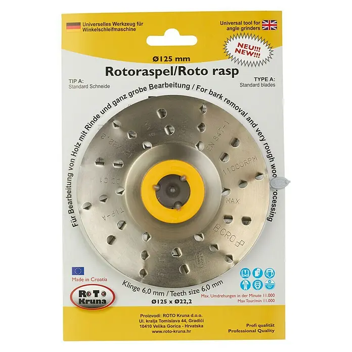 Roto Kruna Rašpa - 125 mm, Vrlo grubo - Pogled sprijeda