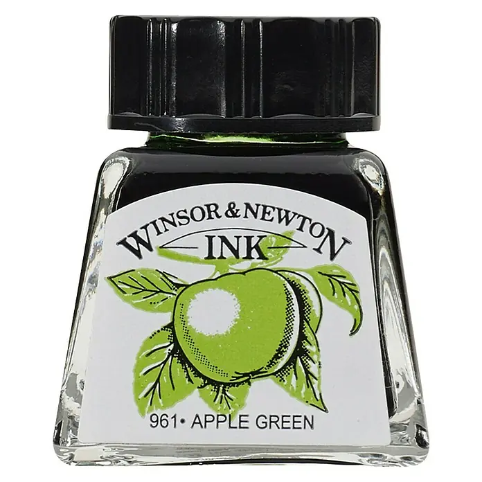 Winsor & Newton Tinta za crtanje - Jabuka zelene boje, 14 ml, Boca - Pogled sprijeda