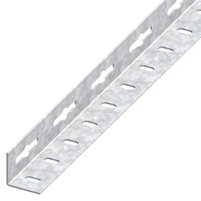 Kantoflex Winkelprofil - L x B x H: 1.000 x 23,5 x 23,5 mm, Stärke: 1,2 mm, Stahl, Verzinkt, Gelocht - Linke Seitenansicht