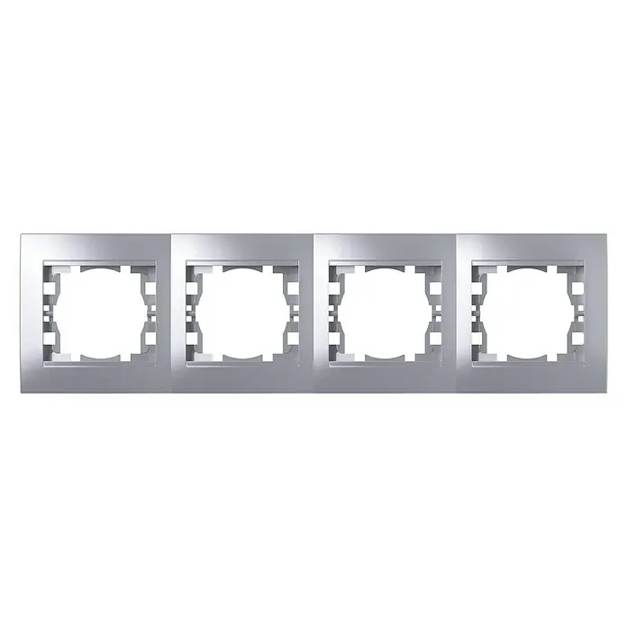 Voltomat DEA 100 Abdeckrahmen - Alu/Silber, 4-fach, Kunststoff, Unterputz, Waagerecht - Vorderansicht