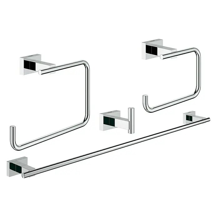 Grohe Essentials Cube Bad-Set 4in1 Variante 2 - 4 -tlg., Chrom, Glänzend - Vorderansicht