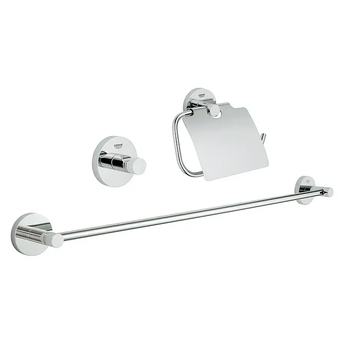 Grohe Essentials Bad-Set 3in1 Variante 2 - 3 -tlg., Chrom, Glänzend - Vorderansicht