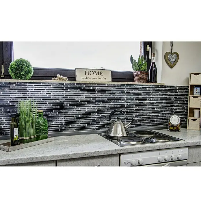 Mosaikfliese Crystal Mix XCM MV798 - 29,8 x 33,8 cm, Grau/Schwarz, Glänzend - Anwendungsbeispiel