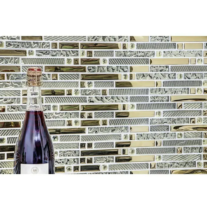 Mosaikfliese Crystal Mix XCM GV918 - 29,8 x 33,8 cm, Gold, Glänzend - Detailaufnahme