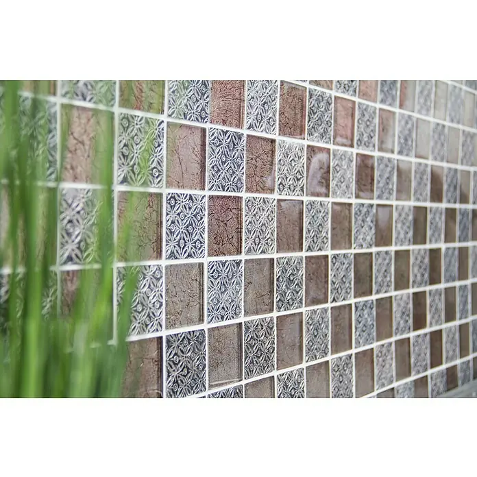 Mosaikfliese Quadrat Crystal Mix XCM 8OP4 - 30 x 30 cm, Beige/Grau, Glänzend - Anwendungsbeispiel
