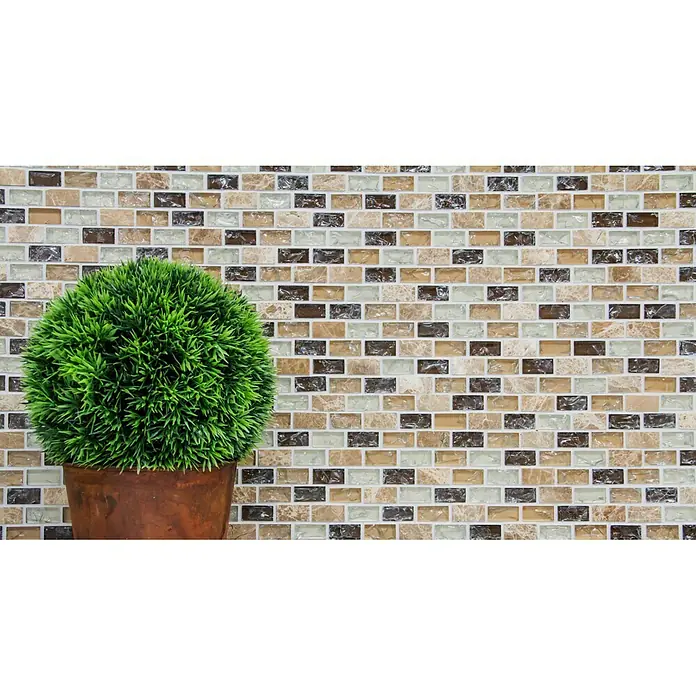 Mosaikfliese Crystal Mix XIC B1153 - 30 x 28,5 cm, Beige, Glänzend - Detailaufnahme