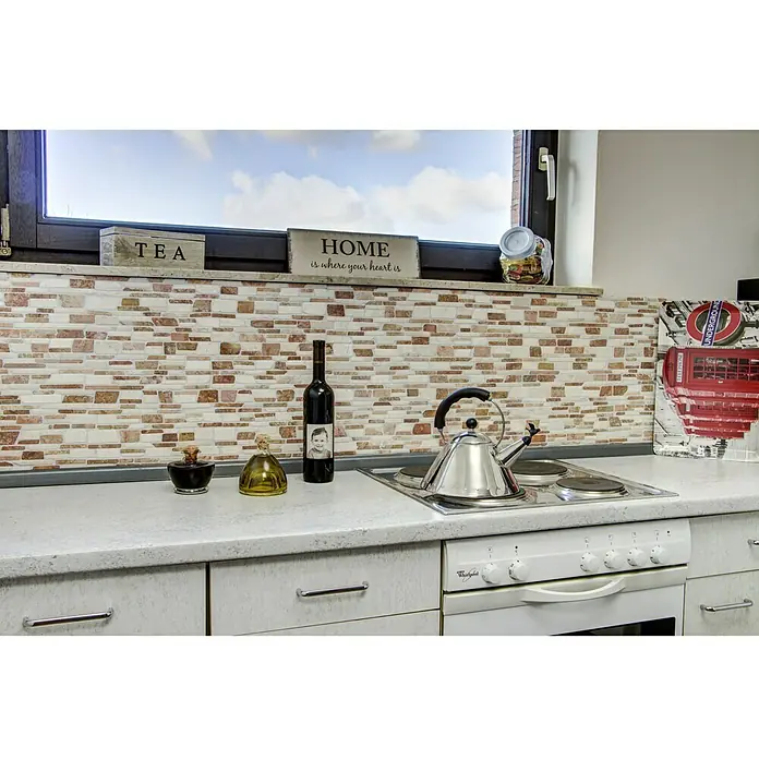Mosaikfliese Mix MOS BRICK 225 - 30,5 x 30,5 cm, Rot/Weiß, Matt - Anwendungsbeispiel