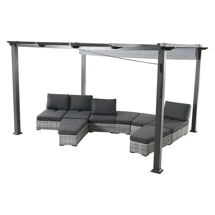 Sunfun Raffpavillon Kreta - L x B x H: 333 x 418 x 235 cm, Anthrazit, Hellgrau