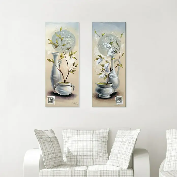 ProArt Leinwandbild Konventionel - Blue Flowery I, B x H: 30 x 80 cm - Stimmungsaufnahme