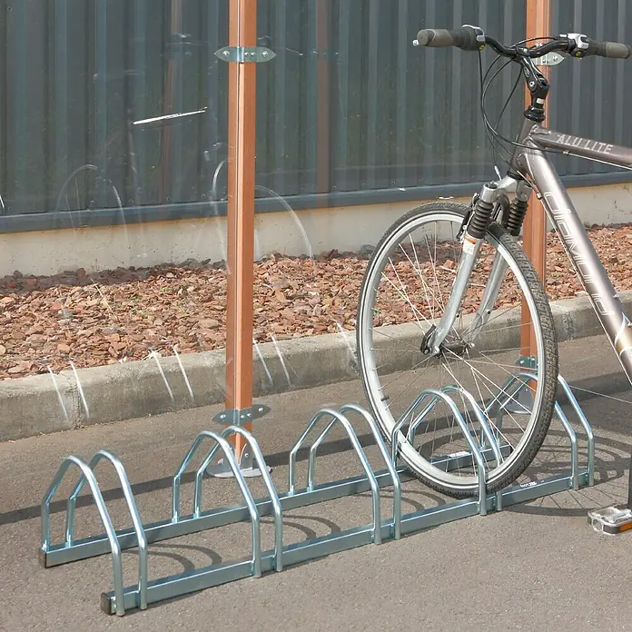 Mottez Fahrradständer - 133 x 33 x 26 cm, Passend für: 5 Fahrräder, 5 Bügel