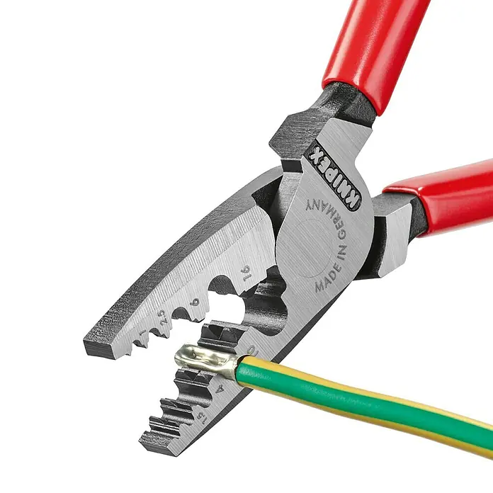 Knipex Krimptang voor adereindhulzen - 180 mm, Materiaal greep: Overtrokken met kunststof