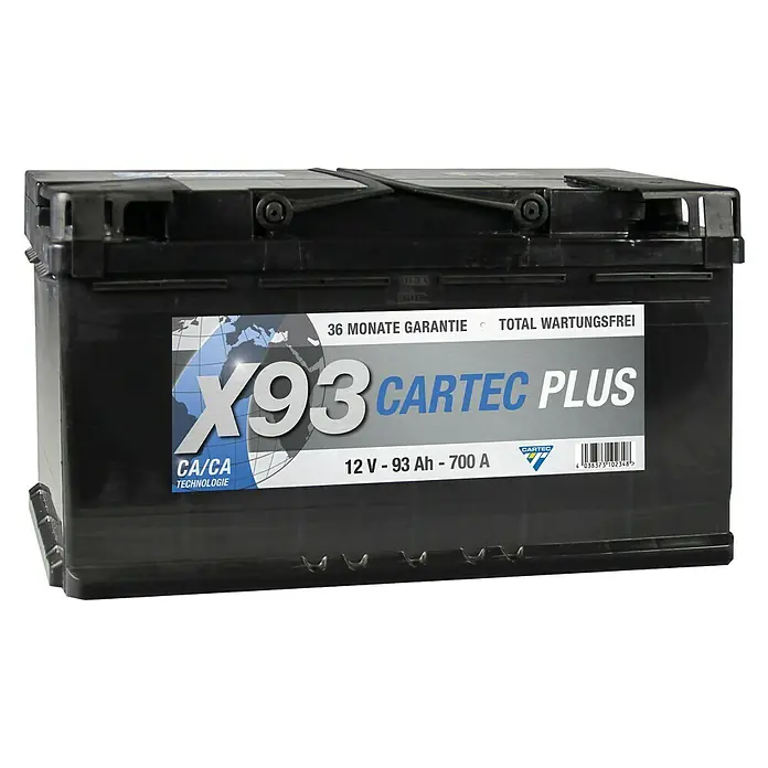 Cartec Autobatterie X93 - Kapazität: 93 Ah, 12 V - Vorderansicht