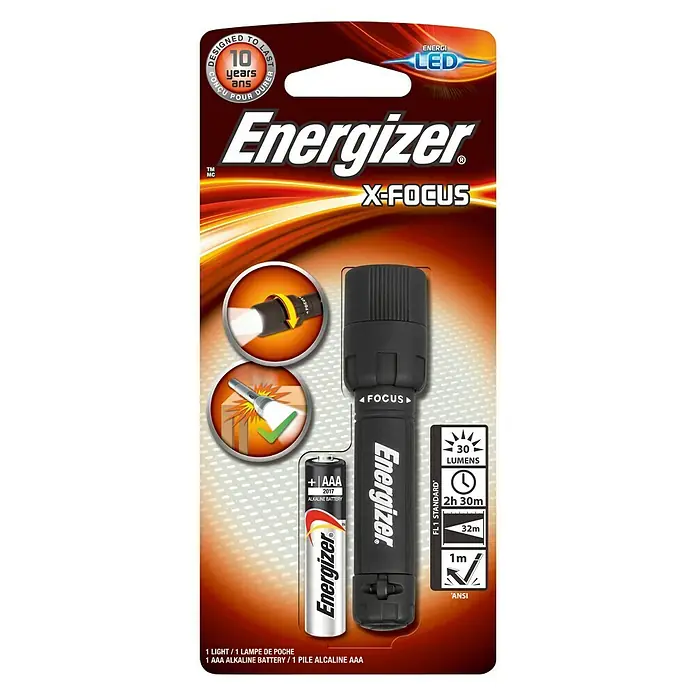Energizer Linterna LED X-Focus - 7 lm, Aluminio/Plástico