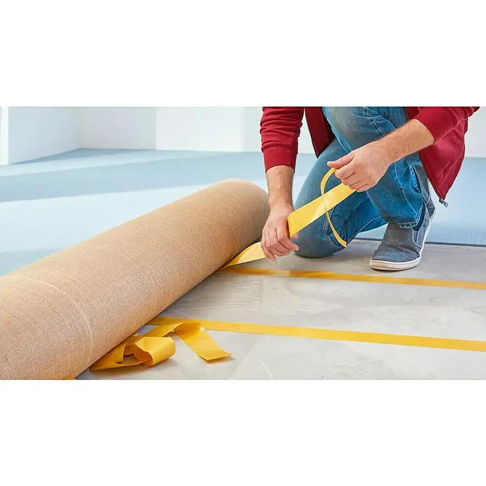Tesa Verlegeband - 10 m x 50 mm, Beidseitig selbstklebend, Geeignet für: Fußbodenheizung