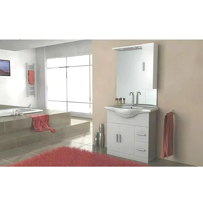 Baden Haus Badmöbel-Set Creta - 85 cm, Weiß, Hochglanz