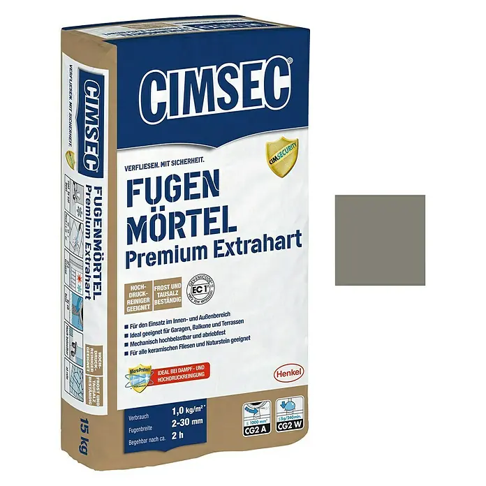 Cimsec Fugenmörtel Premium Extrahart - Grau, 15 kg