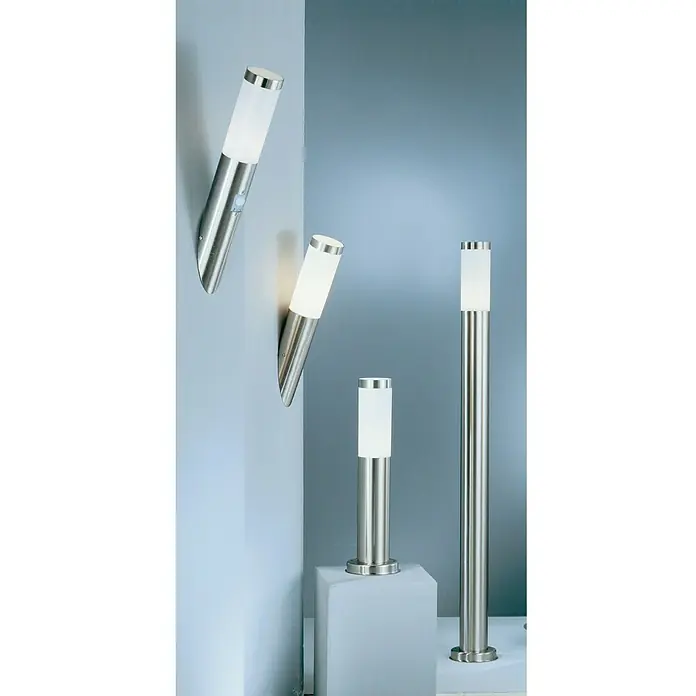 Globo Boston LED-Außenwandleuchte - 1-flammig, Ø x H: 7,6 x 40 cm, 9 W, Edelstahl, Opal, Warmweiß