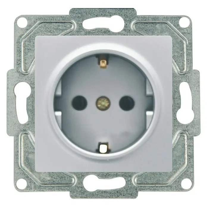 Steckdose eqone² - Alu/Silber, Matt, Kunststoff, IP20, Unterputz