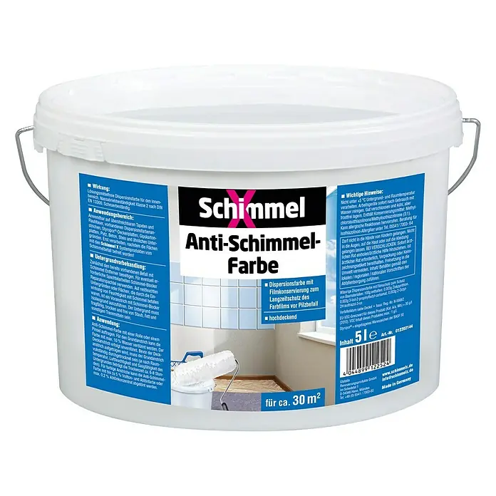 SchimmelX Wandfarbe Anti-Schimmel - Weiß, 5 l, Matt