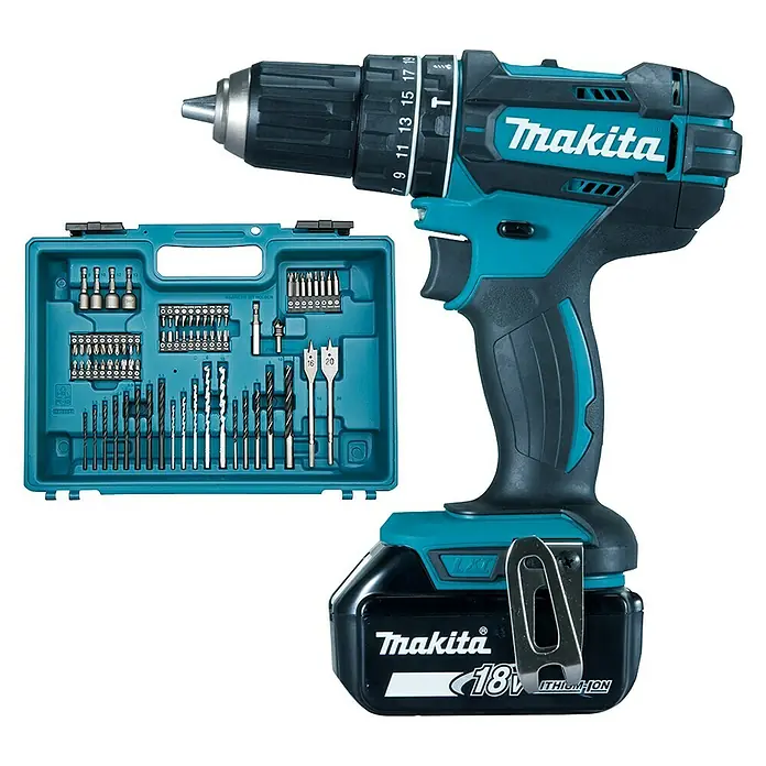 Makita Akku-Schlagbohrschrauber DHP482RFX1 - 18 V, Li-Ionen, 3 Ah, 2 Akkus, Leerlaufdrehzahl: 0 U/min - 1.900 U/min