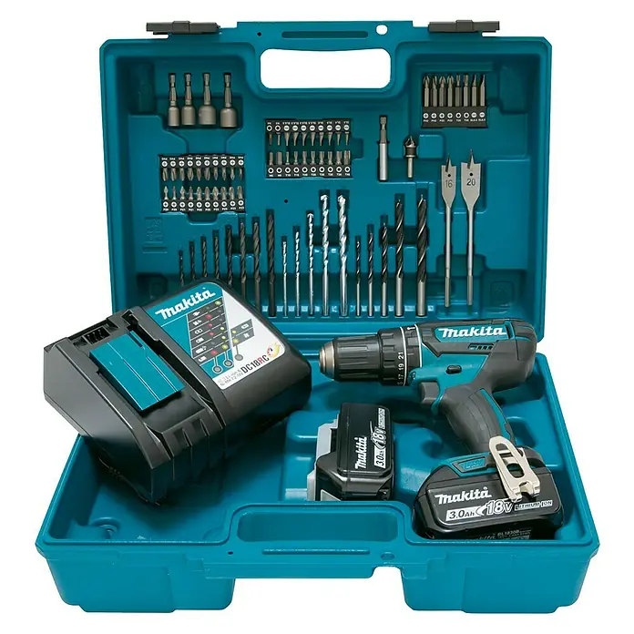 Makita Akku-Schlagbohrschrauber DHP482RFX1 - 18 V, Li-Ionen, 3 Ah, 2 Akkus, Leerlaufdrehzahl: 0 U/min - 1.900 U/min