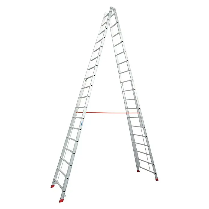Krause Stabilo Sprossen-Doppelleiter - Arbeitshöhe: 6,25 m, 2 x 18 Sprossen, Aluminium - Linke Seitenansicht