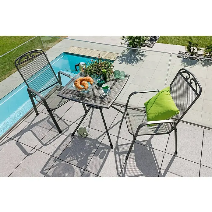 Gartenstuhl - Eisengrau, Breite: 57 cm