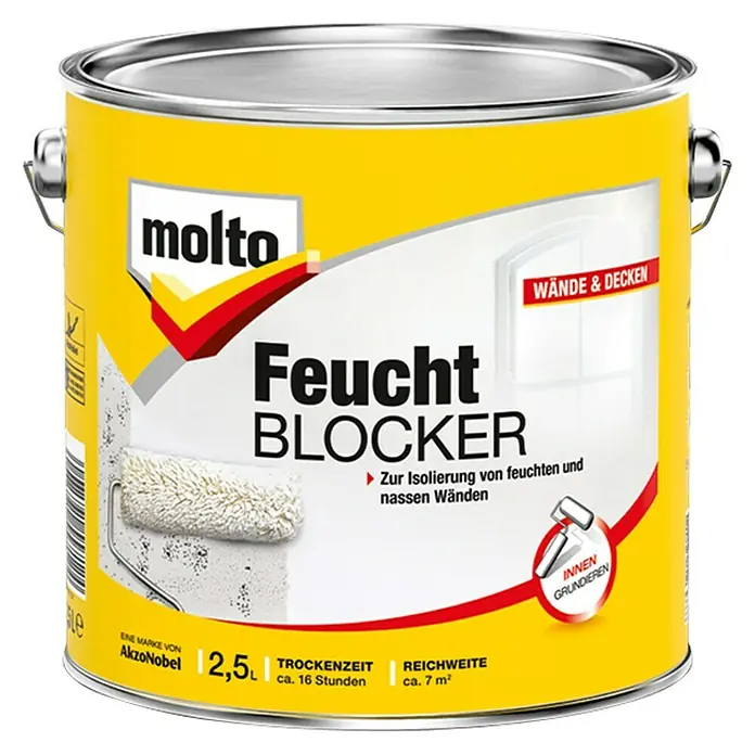 Molto Isolierfarbe Feuchtblocker - 2,5 l, Dose - Vorderansicht
