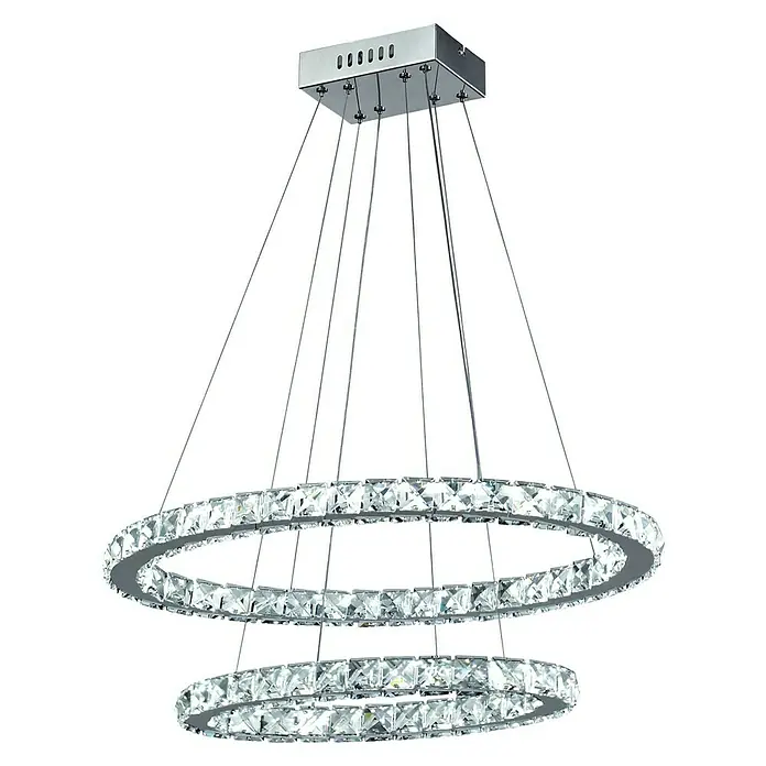 Tween Light LED-Pendelleuchte rund Crystal - Kaltweiß, Höhe: 128 cm - Vorderansicht