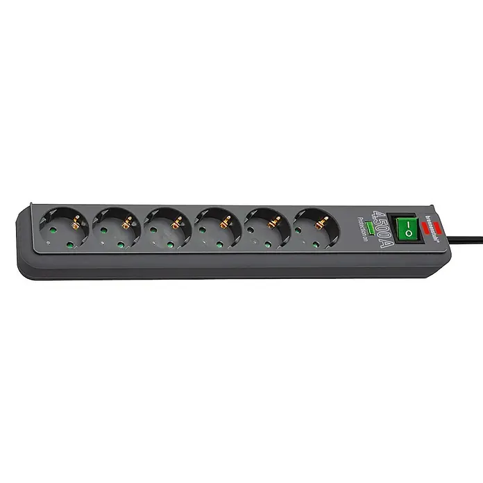Brennenstuhl Eco-Line Stekkerdoos - Aantal geaarde stopcontacten: 6 st., Antraciet, 1,5 m, Max. aansluitvermogen: 3.680 W