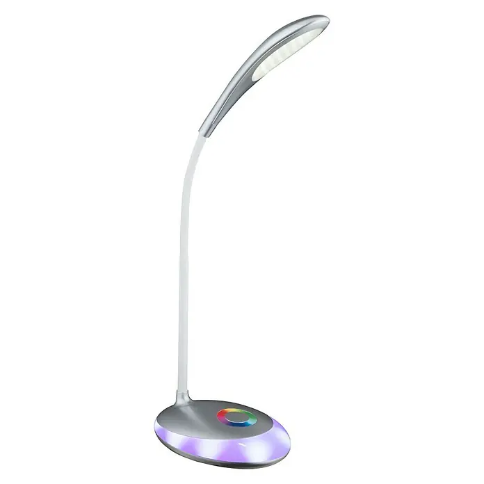 Globo LED-Tischleuchte Minea - 4,4 W, L x B x H: 30 x 11 x 48 cm, Silber Metallic, Transparent, Neutralweiß - Rechte Seitenansicht