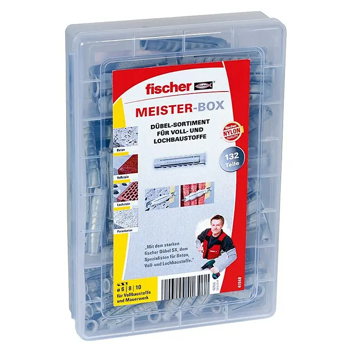 Fischer Meister-Box Spreizdübel-Set SX - 132 -tlg., Ohne Schrauben/Haken, Nylon