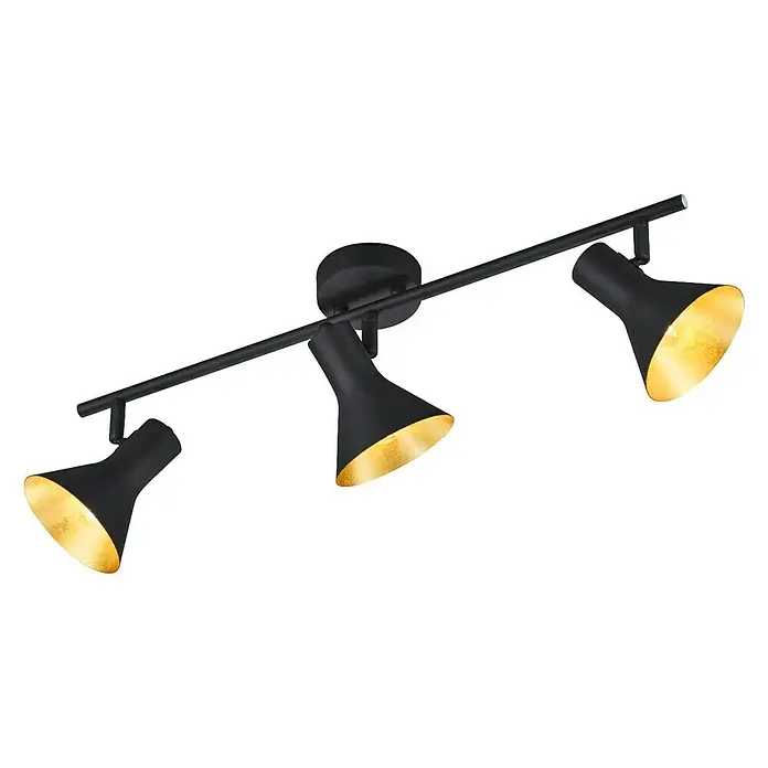 Reality Leuchten Nina Stropna spot svjetiljka Nina - 120 W, D x Š x V: 58 x 11 x 21 cm, Crne boje, E14, 3 Kom. - Pogled odozdo