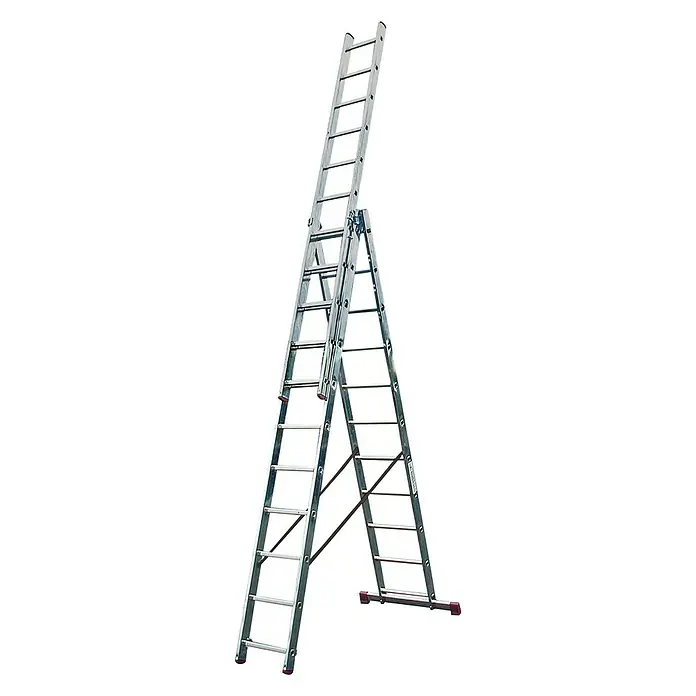 Krause Corda Sprossen-Mehrzweckleiter - Arbeitshöhe: 7,25 m, 3 x 11 Sprossen, Aluminium