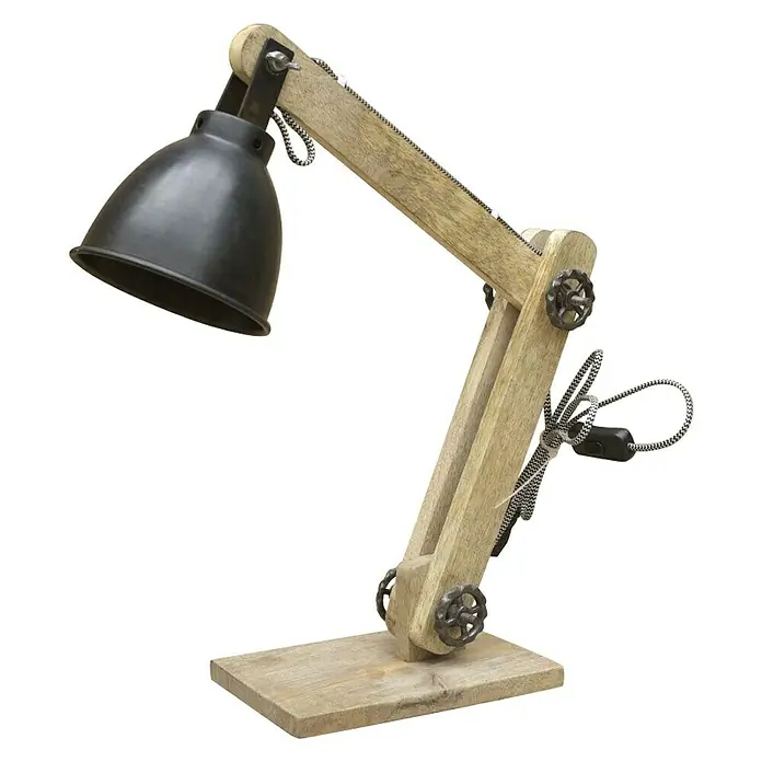 Tween Light Tischleuchte Kumla - 25 W, Naturholz, Schwarz, E27 - Vorderansicht