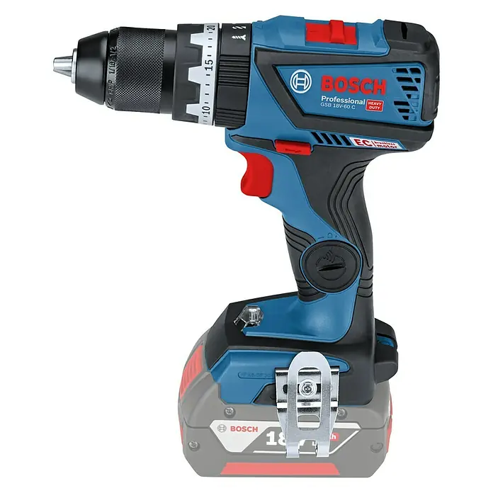 Bosch Professional Akku-Schlagbohrschrauber GSB 18V-60 C - 18 V, Li-Ionen, Ohne Akku, Leerlaufdrehzahl: 0 U/min - 1.900 U/min - Linke Seitenansicht