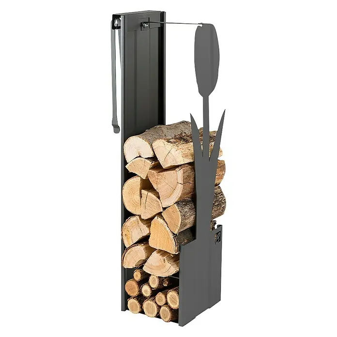 Holzkorb Fiore ATT - 30 x 33 x 110 cm, Stahl, Schwarz