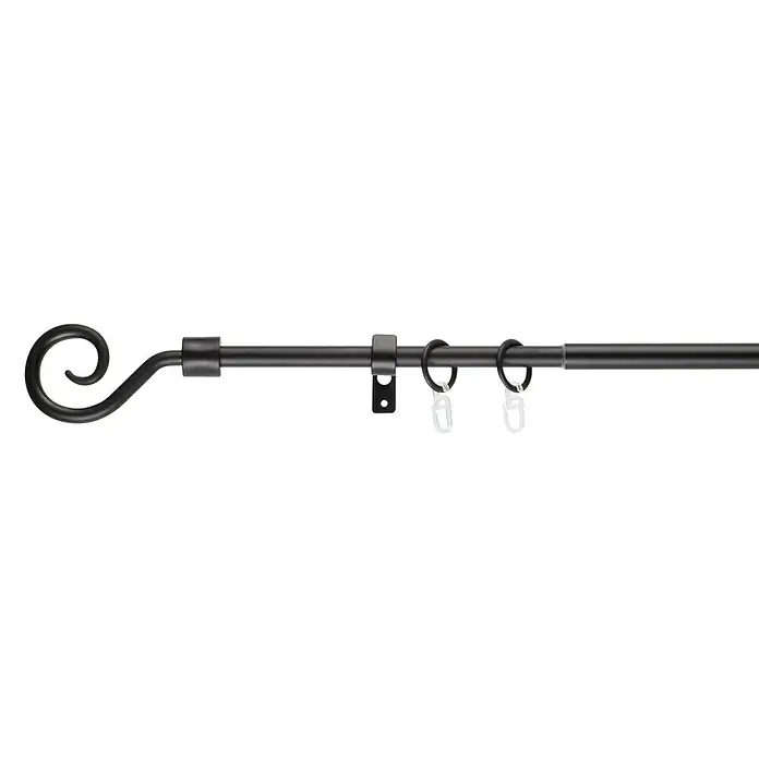 Expo Ambiente Nosač zavjesa Hook - Duljina šipke za zavjese: 130 cm - 240 cm, Promjer: 16 mm, Crne boje - Pogled sprijeda