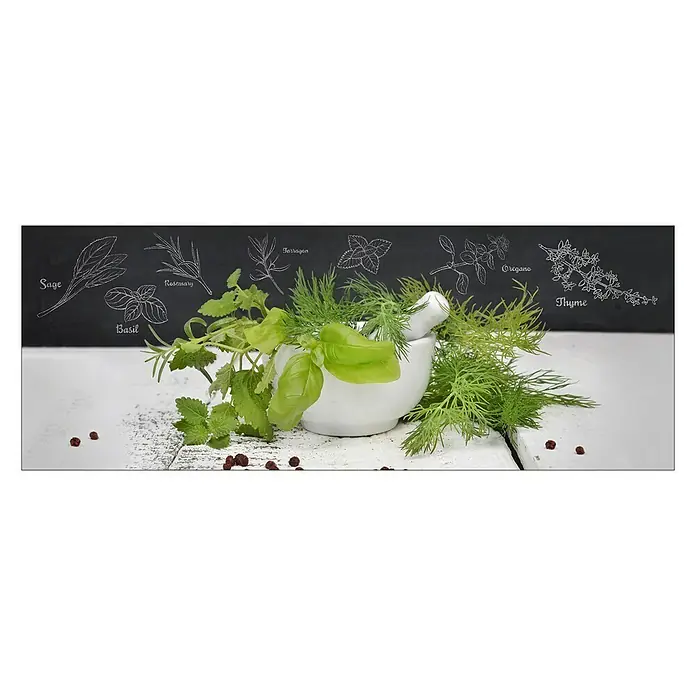 Glasbild - Kräutermix, B x H: 80 x 30 cm - Vorderansicht