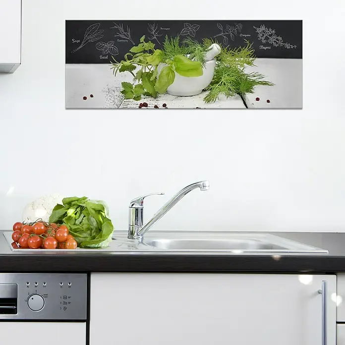 Glasbild - Kräutermix, B x H: 80 x 30 cm - Stimmungsaufnahme