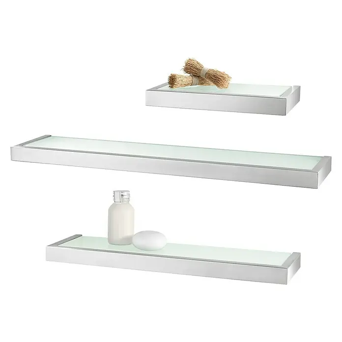 Zack Linea Badablage - Breite: 46,5 cm, Edelstahl, Transparent, Matt - Vorderansicht