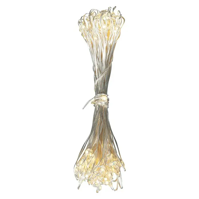 Globo Guirnalda luminosa LED Venuto - Para interior, 100 luces, Longitud del cable: 9,9 m, Cobre, Plateado metálico, Transparente - Vista frontal